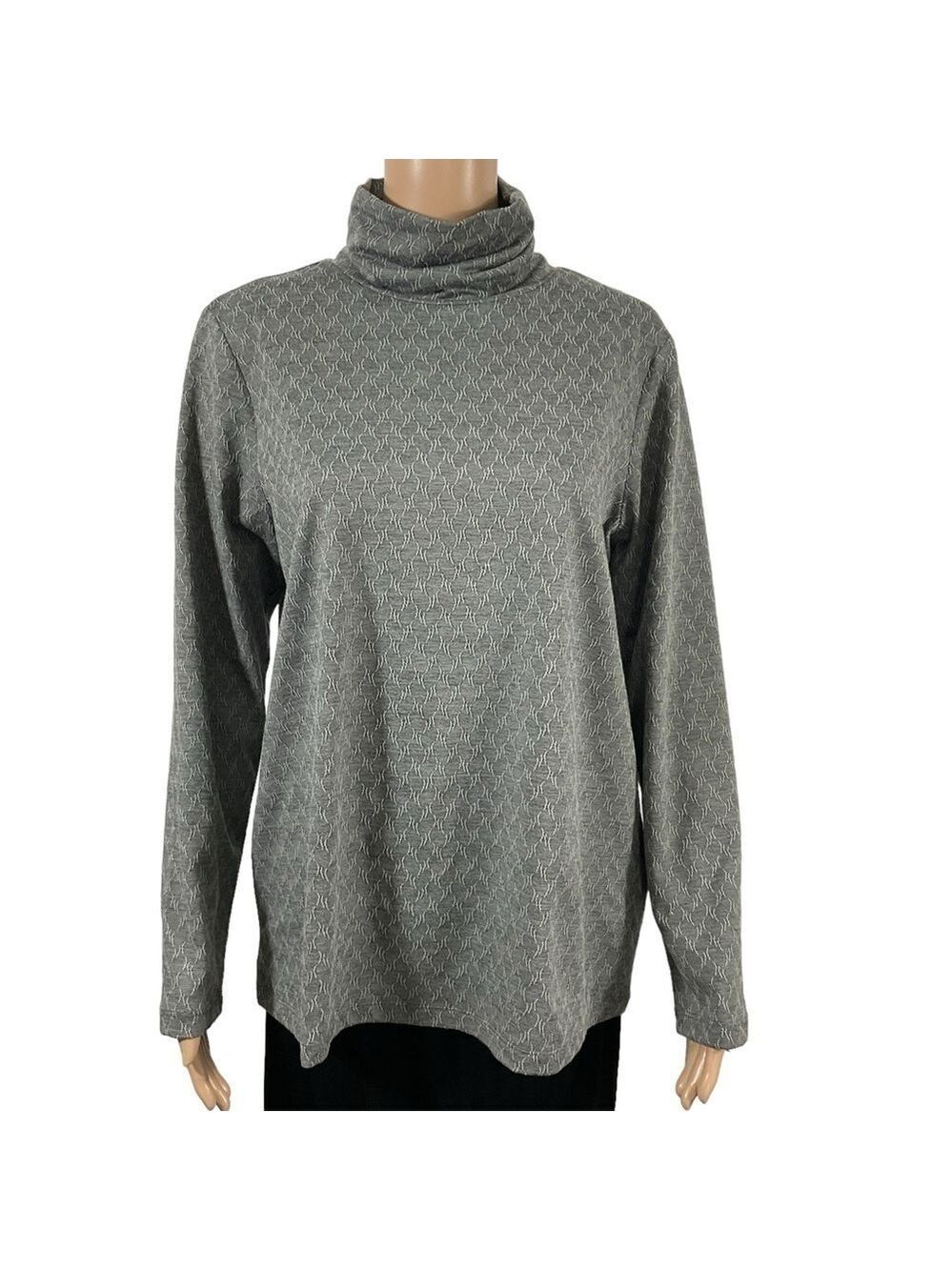 Madeleine Mode gray textured turtleneck size 14 long sleeve NWT